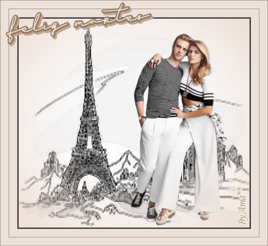 Pareja en Paris - Efecto Volver a Colorear y Efecto Dibujo  Martes