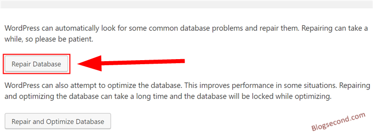 Repair Database di WordPress