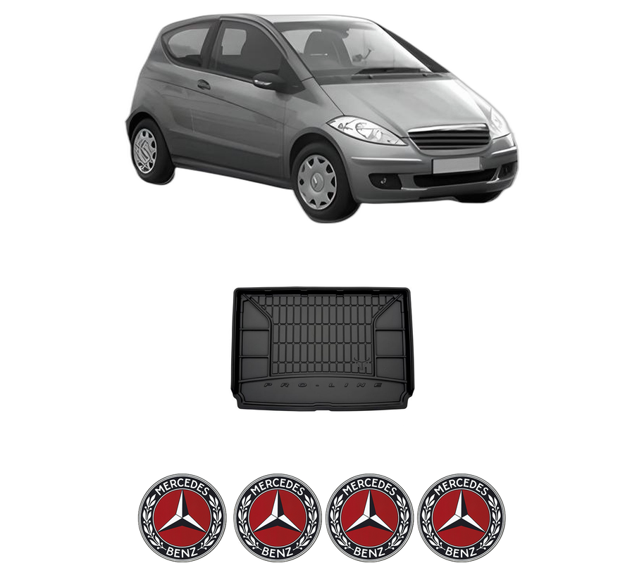 Tavita Portbagaj MERCEDES-BENZ A-CLASS (W169) din 2004-2012, Protectie Portbagaj Auto, 4x Stickere auto cu MERCEDES-BENZ
