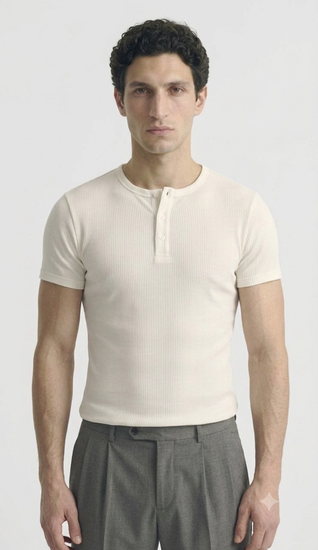 White Henley shirt