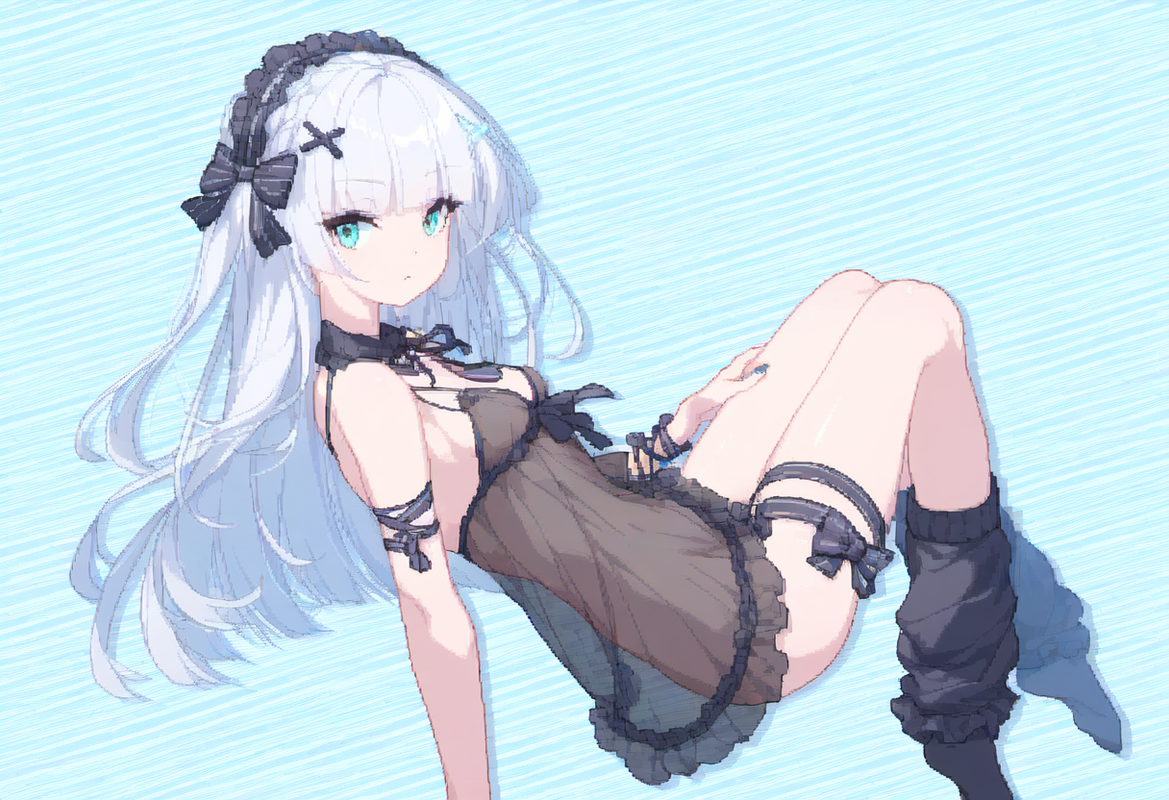 1girl, striped background, aqua eyes, long hair, hime cut, white hair, short ban s-2847636710