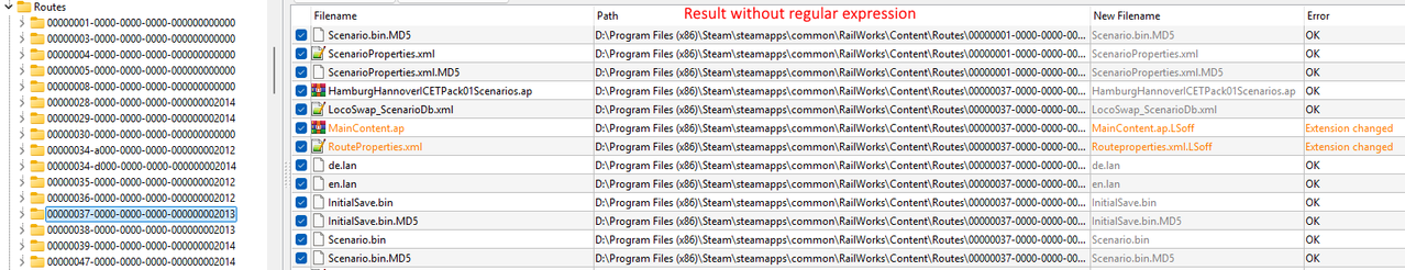 Result without regular expr