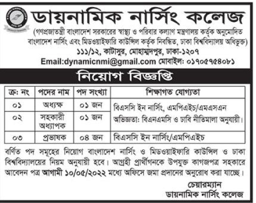 Dynamic Nursing College Job Circular 2022