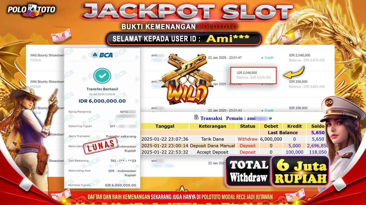 POLOTOTO JACKPOT SLOT WILD BOUNTY SHOWDOWN Rp.6,000.000,-