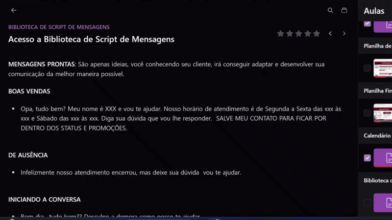 Scripts de Mensagens