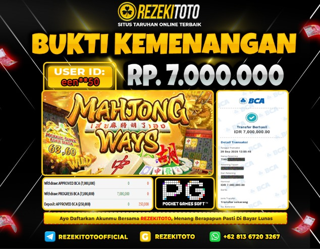 BUKTI KEMENANGAN 20 SEPTEMBER 2025 MAHJONG WAYS 1 7 JUTA 