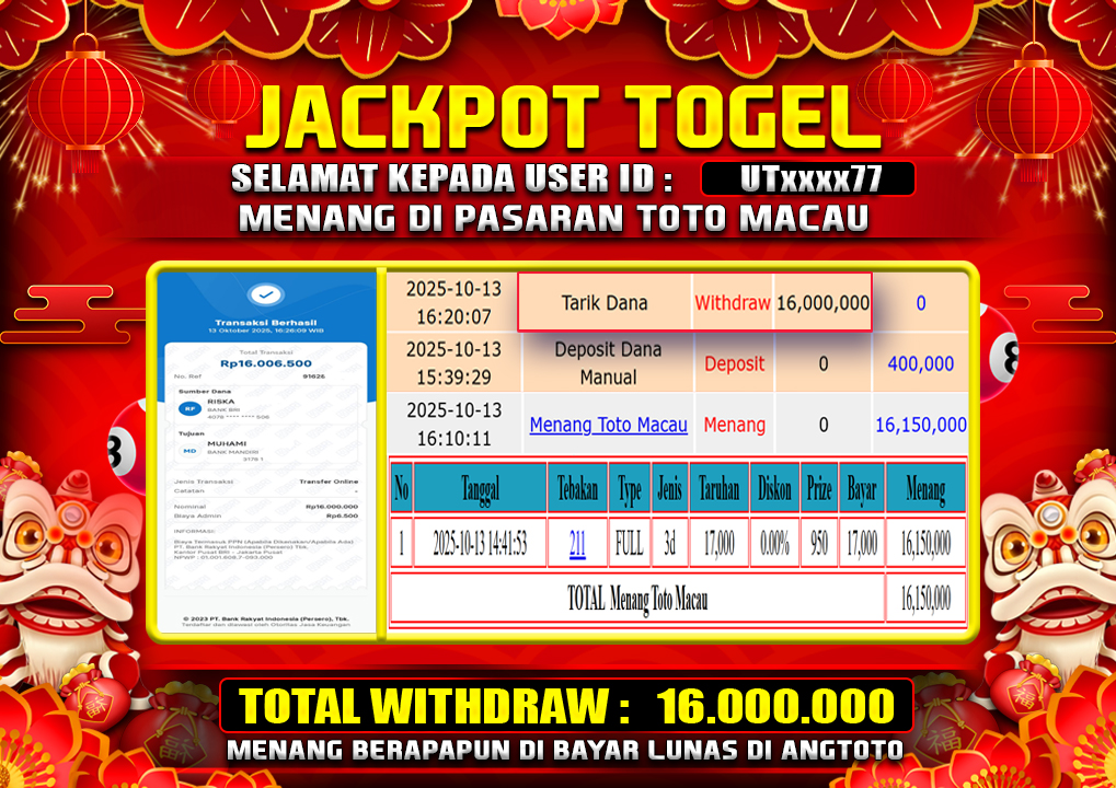 BUKTI JACKPOT LUNAS ANGTOTO