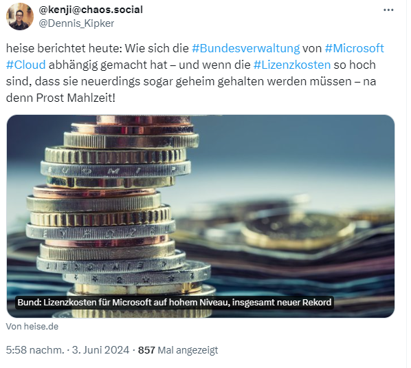 Cloud-Kosten der deutschen Regierung