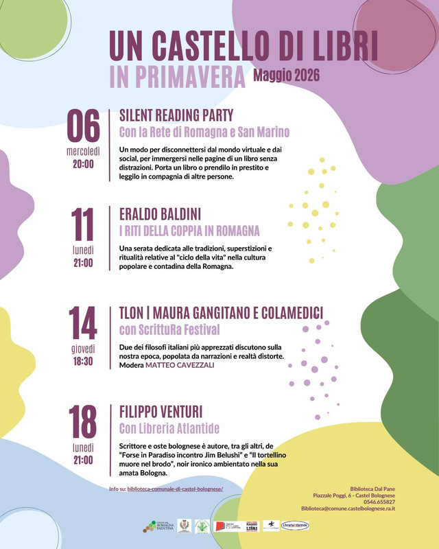 A maggio torna “Un Castello di Libri in Primavera”: quattro appuntamenti alla Biblioteca Dal Pane A maggio torna “Un Castello di Libri in Primavera”: quattro appuntamenti alla Biblioteca Dal Pane