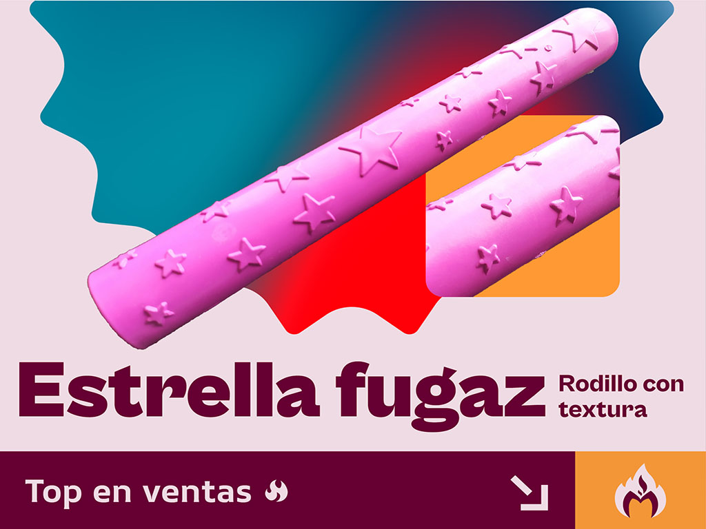 Rodillo plástico estrella fugaz texturizador de pasta de goma y porc