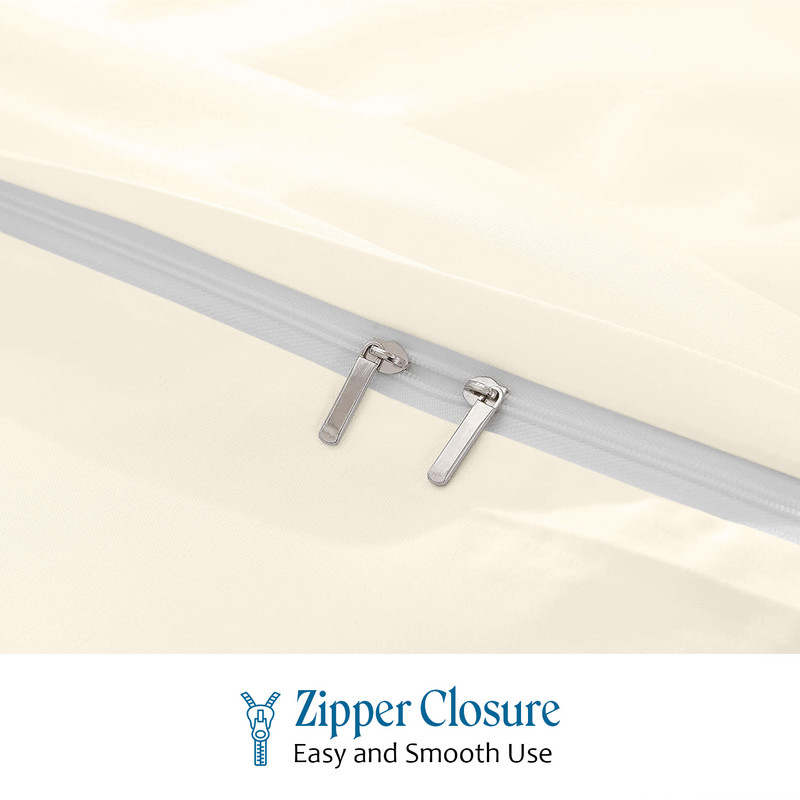 Picture of 1000 TC 100% Egyptian Cotton Duvet set Zipper Closur Ultra Soft Durable and Fade Resistant Color Ivory Solid size Queen