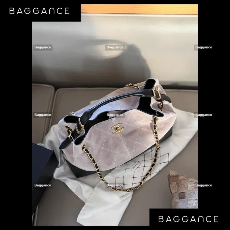 Chanel 25A Haute Couture Suede Tote AS4931 Gray Fullbox Size 36cm