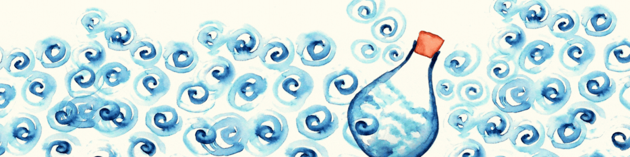 Blue swirls and an alchemical flask. What would it look like to start formulating a life that feels like you? Creations and writings by Arcadia Page.