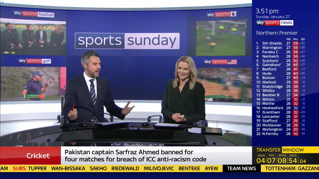 27 January - 12.00.00 - Sports Sunday. Stay in touch with the ne