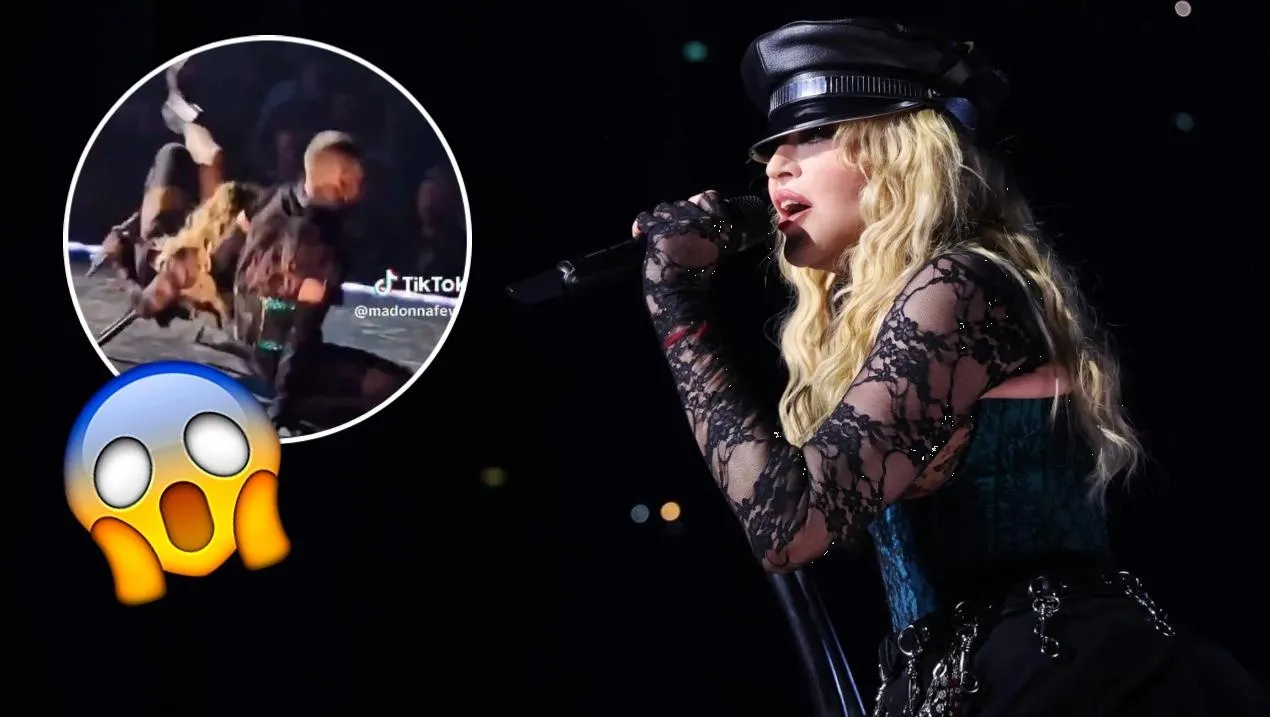Madonna sufre terrible caída en pleno concierto a sus 65 años
