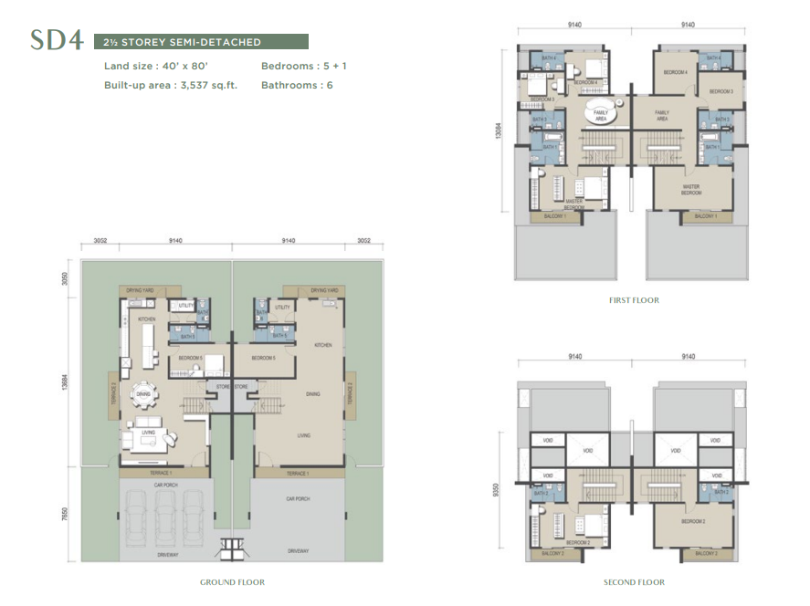 Sierra Hijauan Phase 2E Type A floor plan in Ampang, Kuala Lumpur