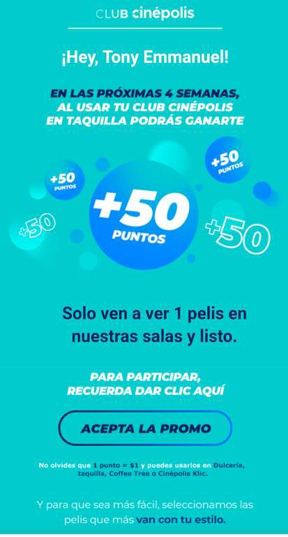 Cinepolis, puntos y reposición de tarjeta gratis 
