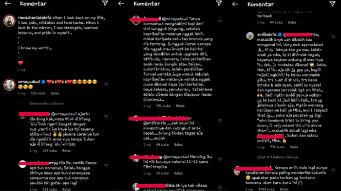 Komentar nyinyir untuk Nia Ramadhani dan anaknya mendapat tanggapan dari Ardi Bakrie.