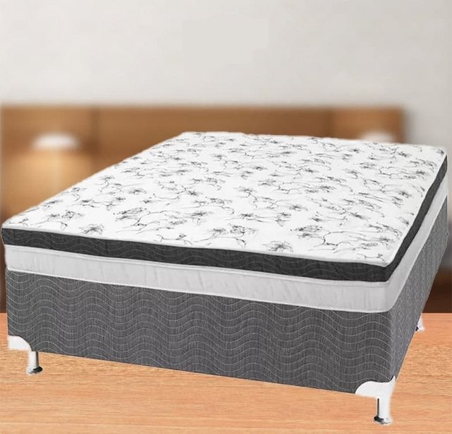 Cama Box Casal (Box + Colchão) Ortobom Mola – 20cm de Altura Physical Luna Silver