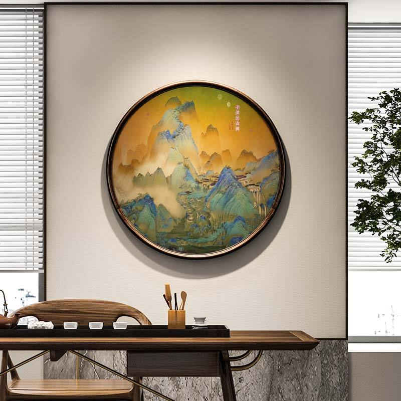 Alibaba Search 26 Guangxi Huamen Guge Technology Co Ltd 千里山水画黄铜芯客厅背景墙中世纪风格装饰画手工挂画