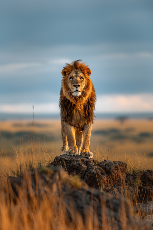 Lion in Samburu grassland