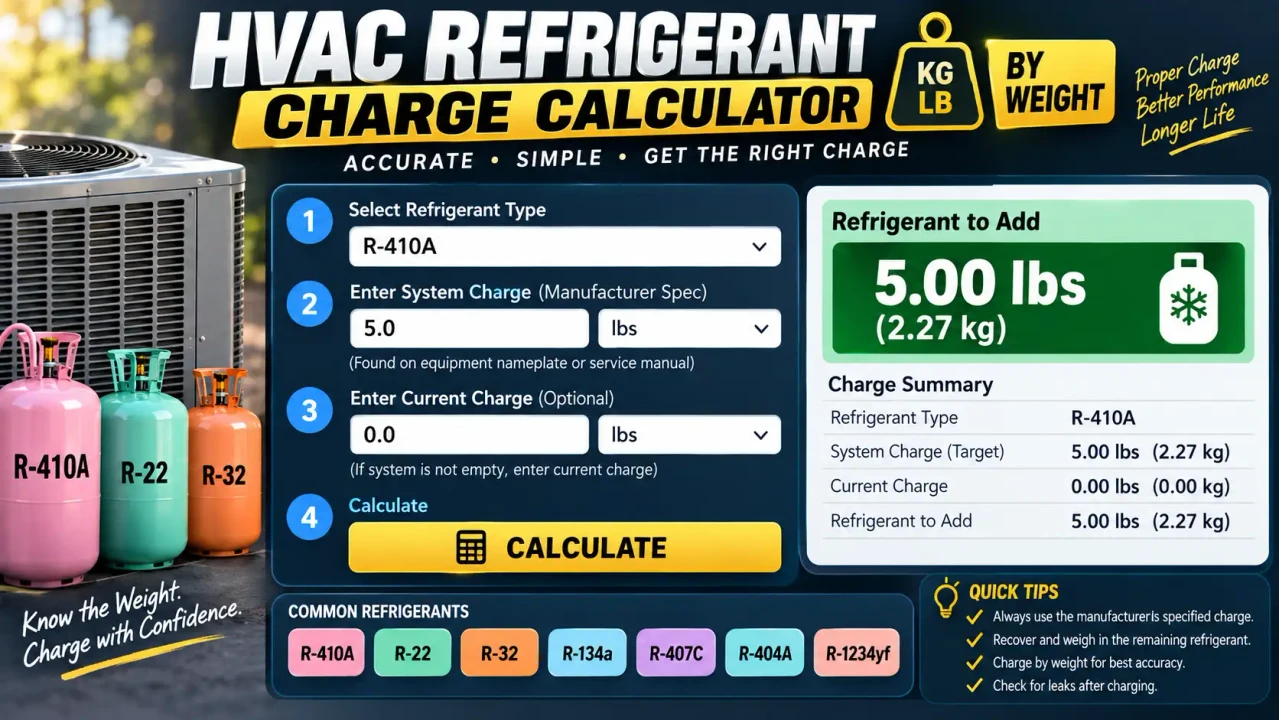 Hvac Refrigerant Charge Calculator By Weight Now
