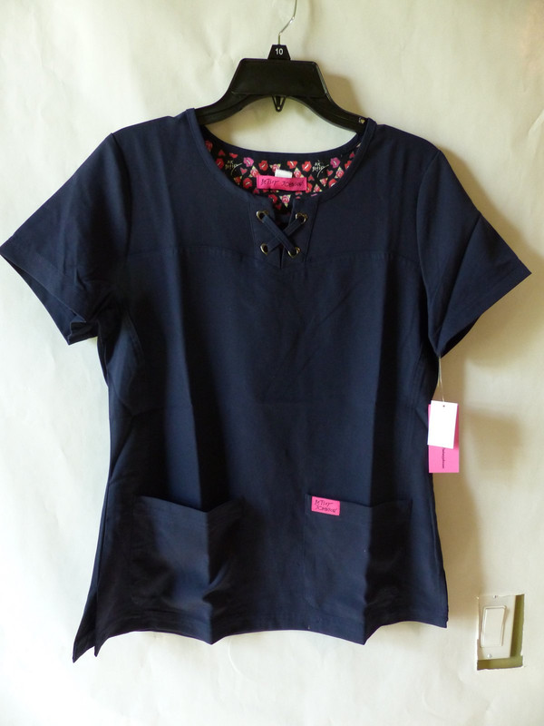 BETSEY JOHNSON NAVY CLOVER LACE UP SCRUB SIZE XS B110-002