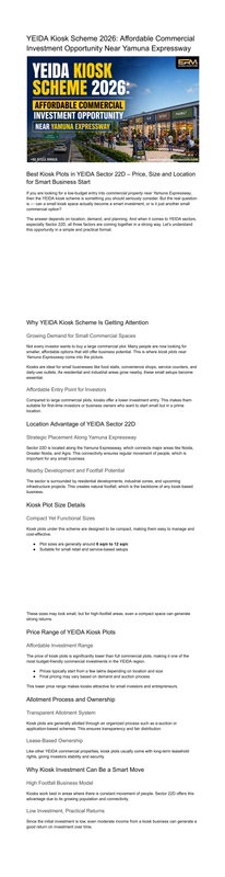 YEIDA Kiosk Scheme 2026 Affordable Commercial Investment Opportunity Near Yamuna Expressway