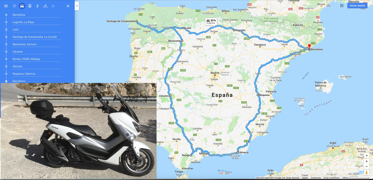 Una ruta de 100 kms (preparativos VUELTA A ESPAÑA EN NMAX) 01-BCN-Santiago-Ronda-Almeri-a-BCN