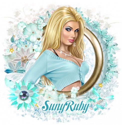 Suny-Ruby-Teal-Flowers-Sweater