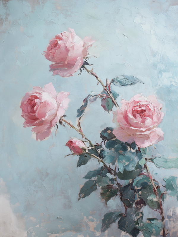 Romantic Pink Rose Poster - Vintage Floral Wall Art - 12X16/16X20