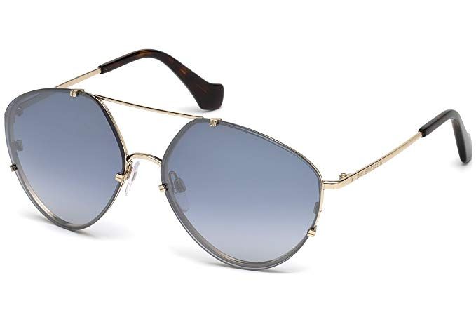 Balenciaga BA85 33C Gold Round Blue Mirror Non-Polarized 60mm