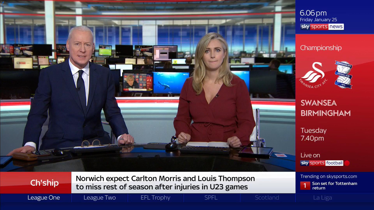 25 January - 18.00.00 - Sky Sports News At 6. A comprehensive ro