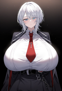 depth of field, 1girl, faust (limbus company), short hair, white hair, {{giganti s-2324281318