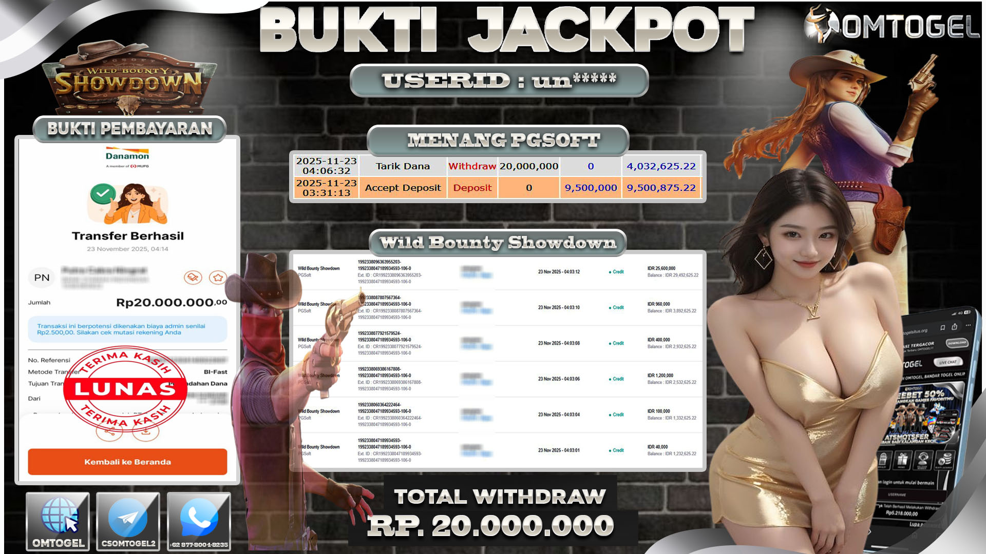 OMTOGEL JACKPOT PGSOFT WILD BOUNTY SHOWDOWN ,20 JUTA DI BAYAR LUNAS ,-