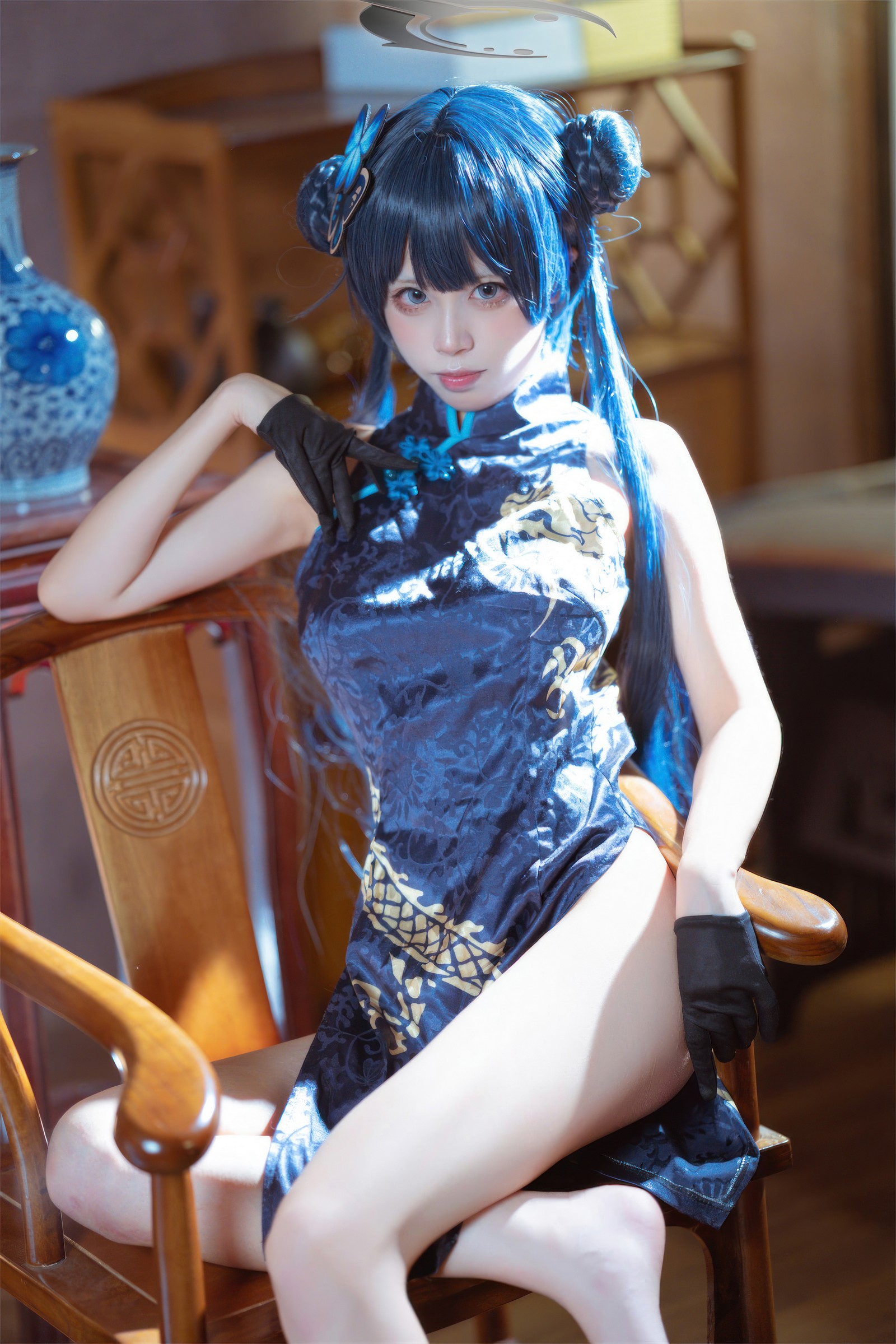 三無人型 COS 二次元：蔚蓝档案龙华妃咲旗袍写真（42P／407M）插图9