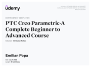 PTC Creo Parametric A Complete Beginner to Advance Course Engleza