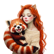 Young-Woman-With-Red-Panda-In-Vibrant-Autumn-Forest-3