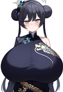 depth of field, 1girl, kisaki (blue archive), {{gigantic breasts}}, petite, blue s-3379022846