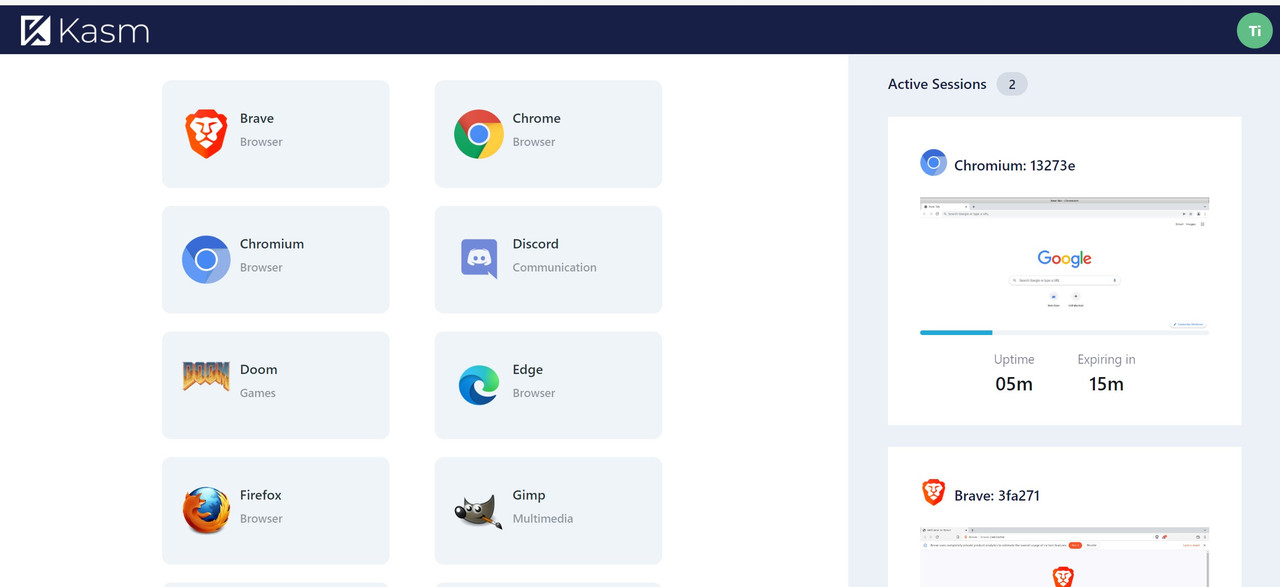 Kasm Cloud Active session