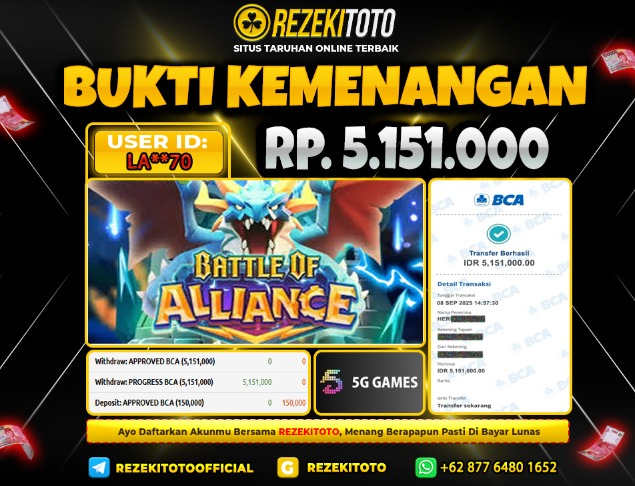 BUKTI KEMENANGAN 8 SEPTEMBER 2025  BATTLE OF ALLIANCE 5 JUTA 
