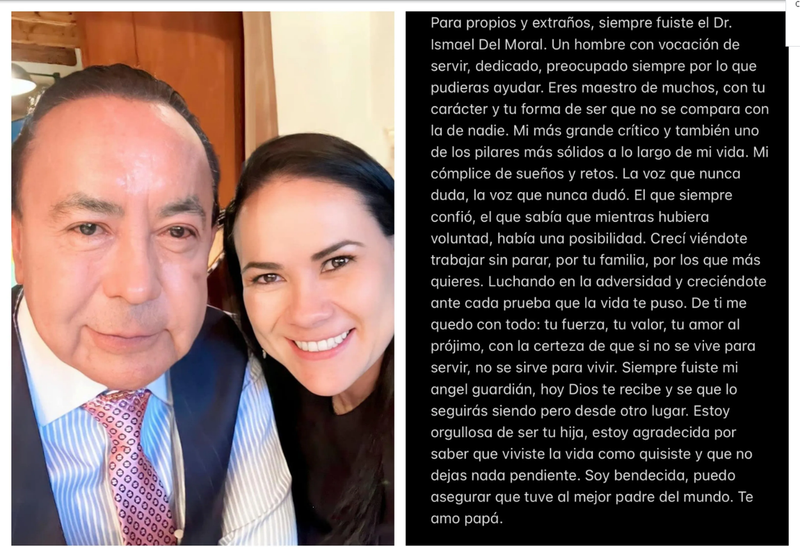 Muere papá de Alejandra del Moral, precandidata a la gubernatura del Estado de México 