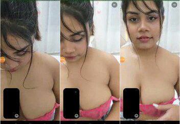Desi girl stripping full nude on video call showing her boob exclusive