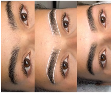 Design de sobrancelha natural — antes e depois