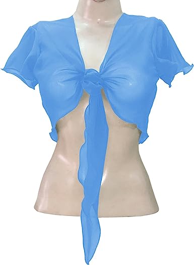 Women's Chiffon Choli Blouse Short Sleeve Tie Crop Top Shrug Belly Dance Gypsy - Bild 51 von 63
