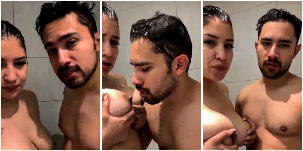 Beautifull couple kissing in bathroom taking shower new viral
