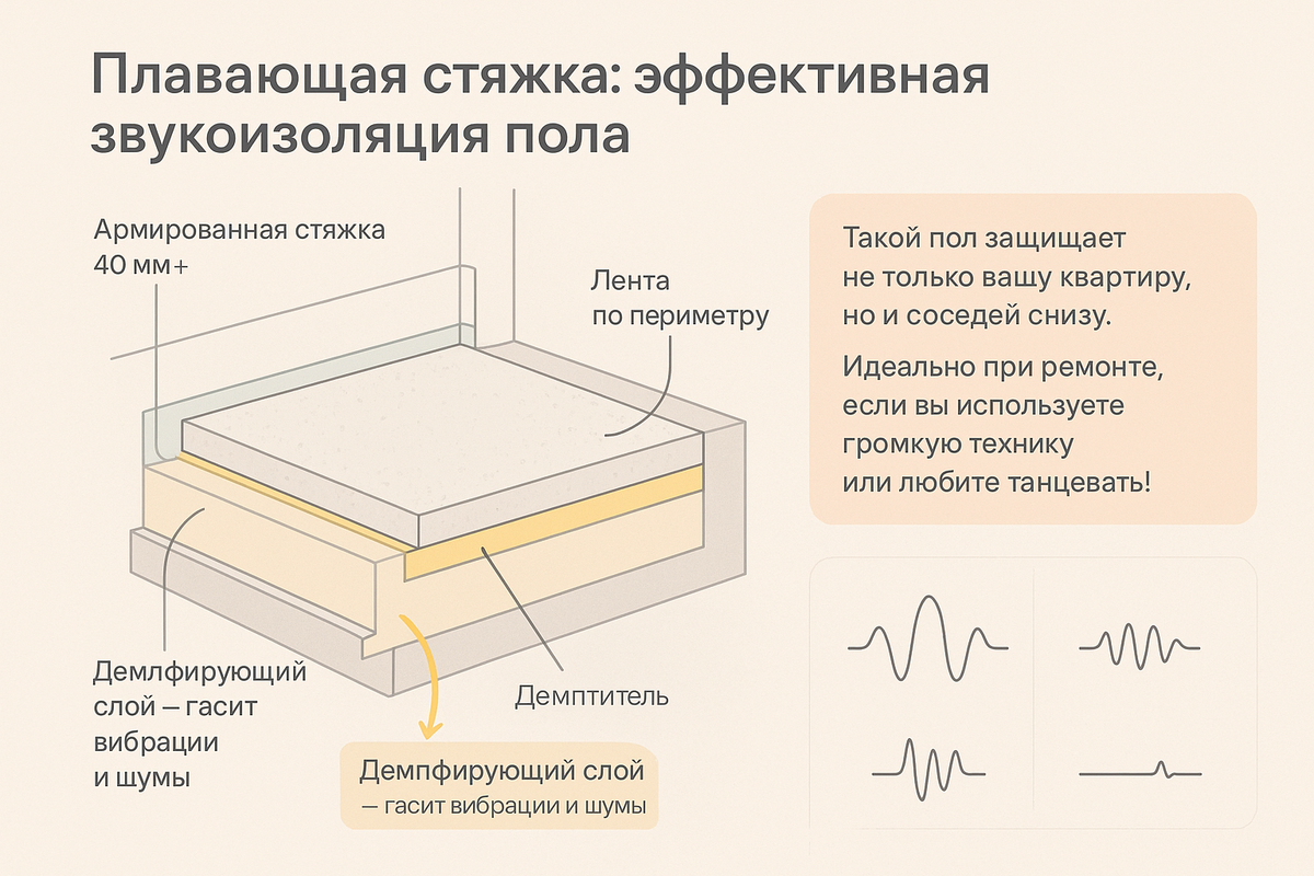 Плавающая стяжка пола: преимущества и особенности применения
