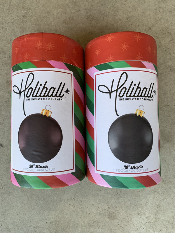 LOT OF TWO HOLIBALL 30" BLACK INFLATABLE ORNAMENT INDOOR/OUTDOOR USE 10302001