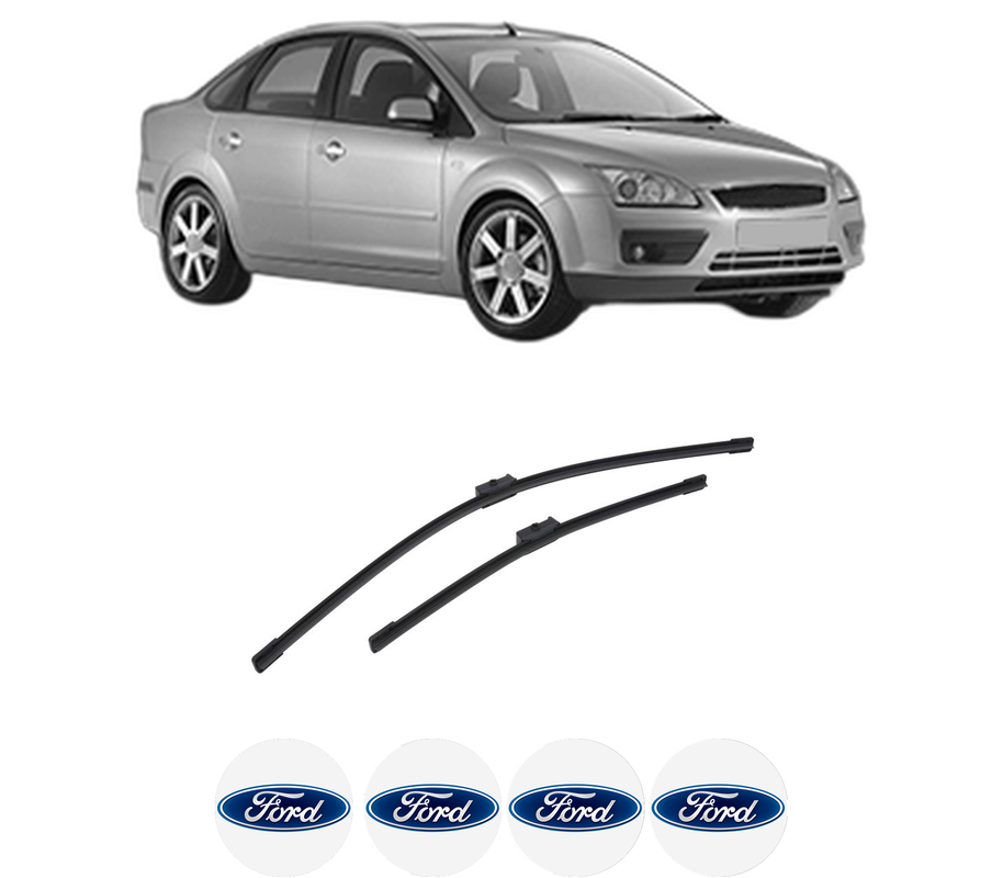 Set stergatoare auto FORD FOCUS II Saloon (DB_, FCH, DH) din 2005-2012, pentru parbriz auto, 2 bucati, Bosch Aerotwin, din cauciuc siliconat rezistent, 4 Stickere Auto FORD