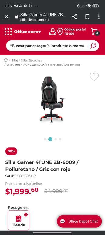 Office Depot: Silla Gamer 4TUNE ZB-6009 | Recoger en tienda
